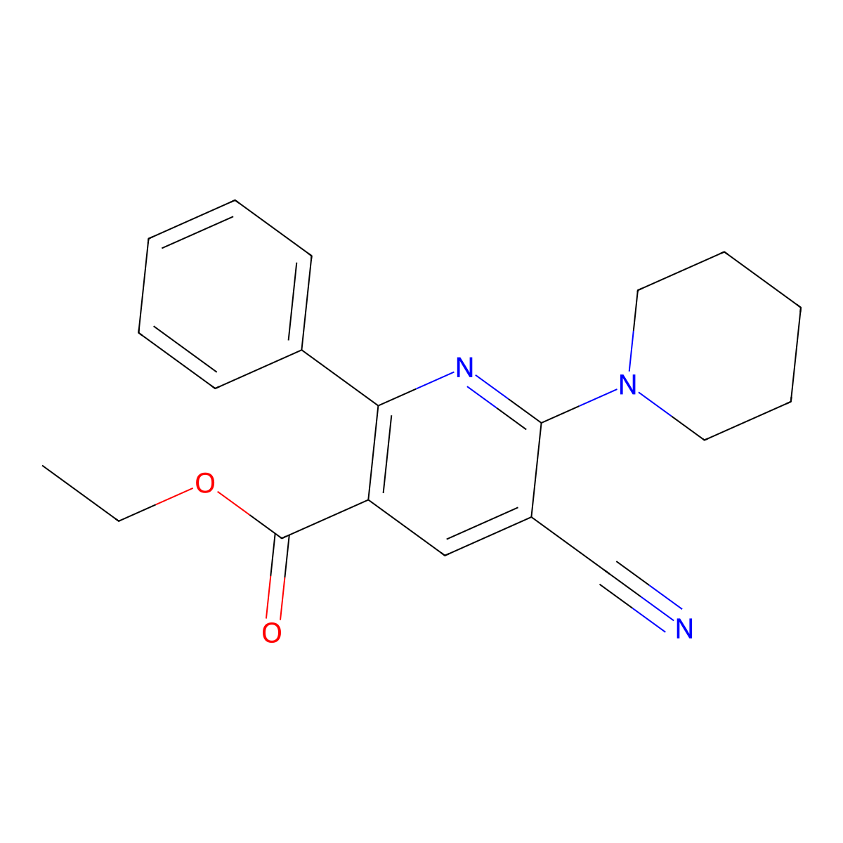 Ethyl 5-cyano-2-phenyl-6-piperidinonicotinate molecular structure, CAS 477866-04-9