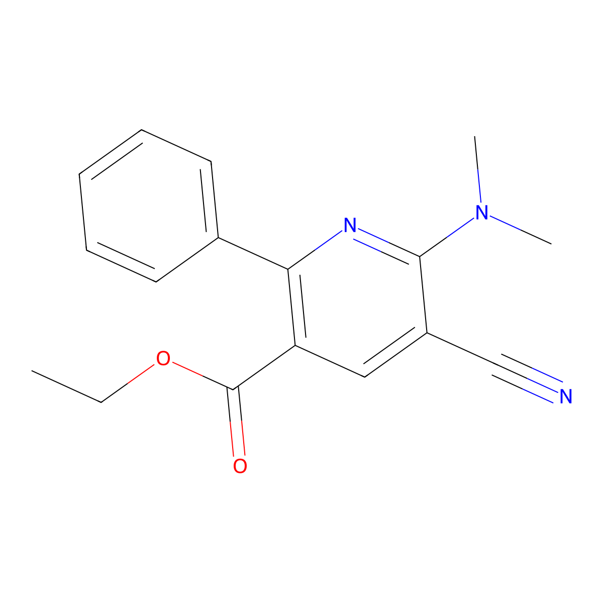 Ethyl 5-cyano-6-(dimethylamino)-2-phenylnicotinate molecular structure, CAS 477866-09-4