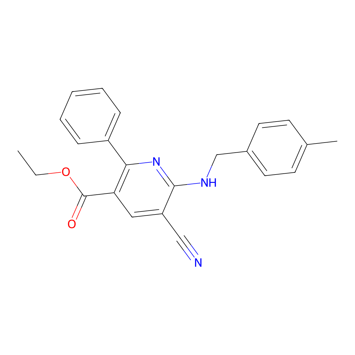 Ethyl 5-cyano-6-[(4-methylbenzyl)amino]-2-phenylnicotinate molecular structure, CAS 477866-21-0