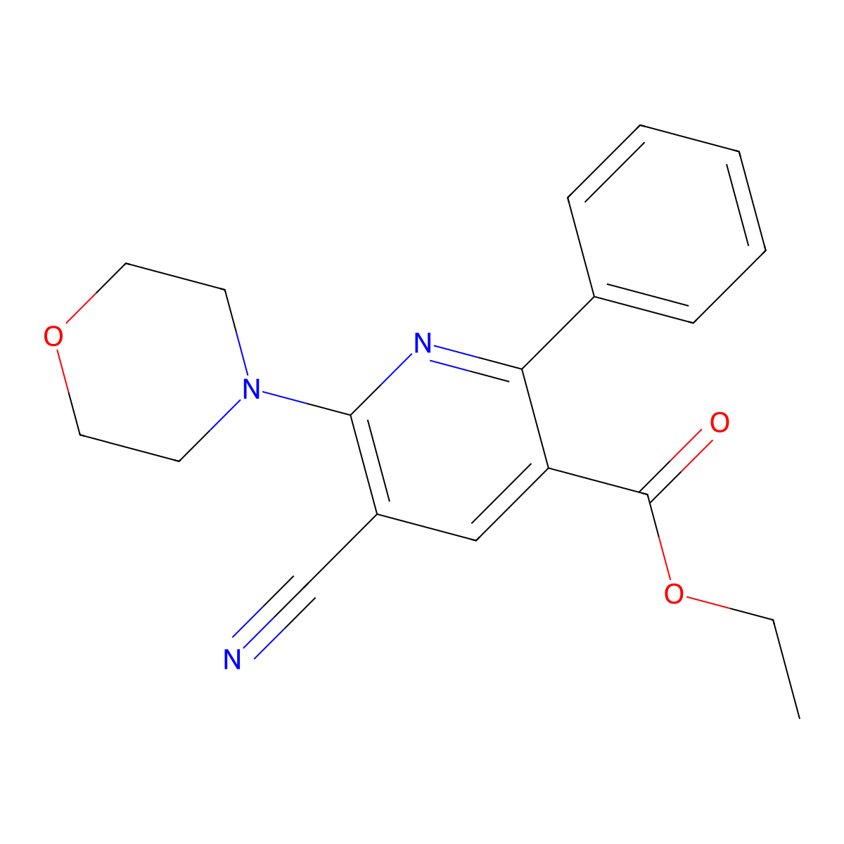 Ethyl 5-cyano-6-morpholino-2-phenylnicotinate molecular structure, CAS 477866-24-3