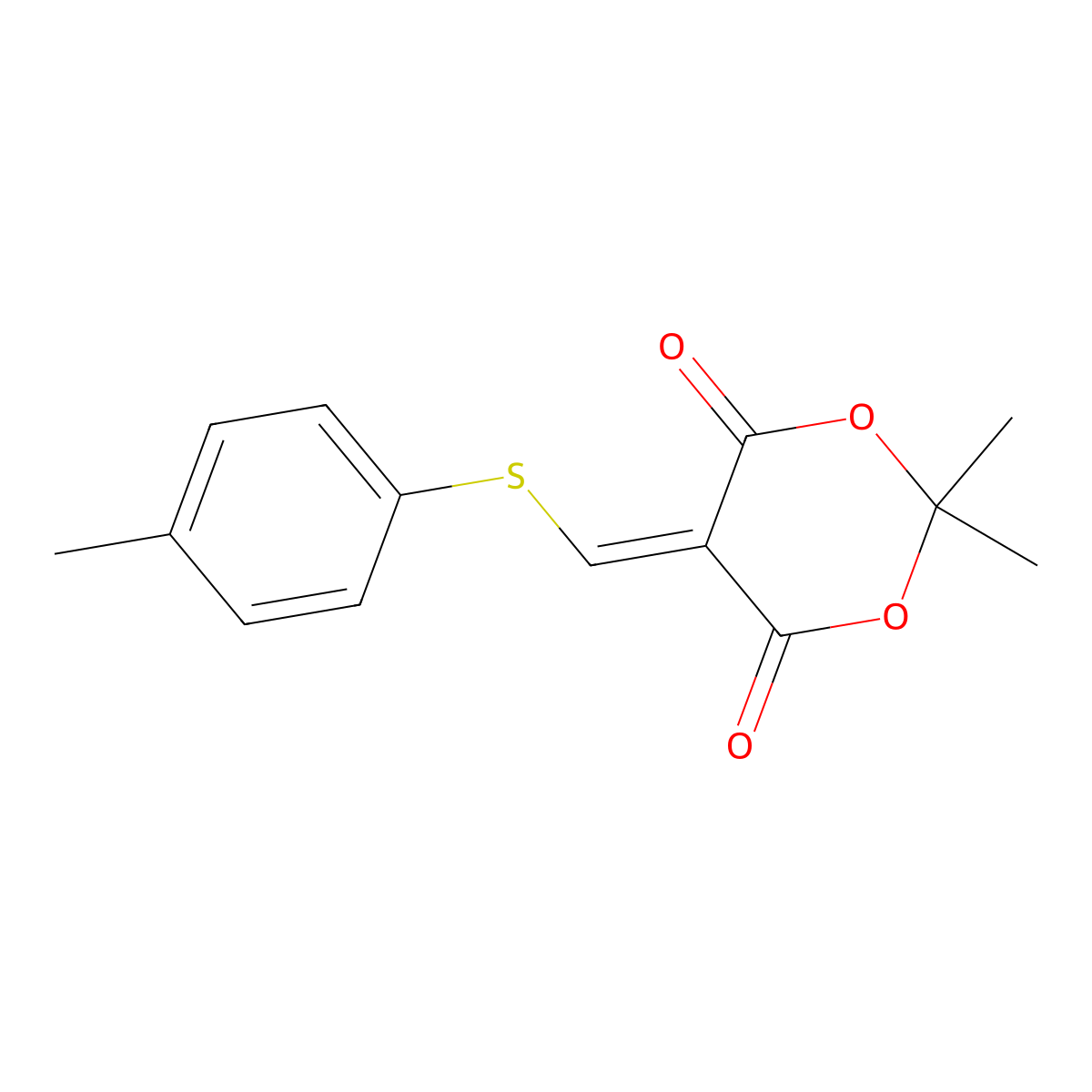2,2-Dimethyl-5-{[(4-methylphenyl)sulfanyl]methylene}-1,3-dioxane-4,6-dione molecular structure, CAS 477866-25-4