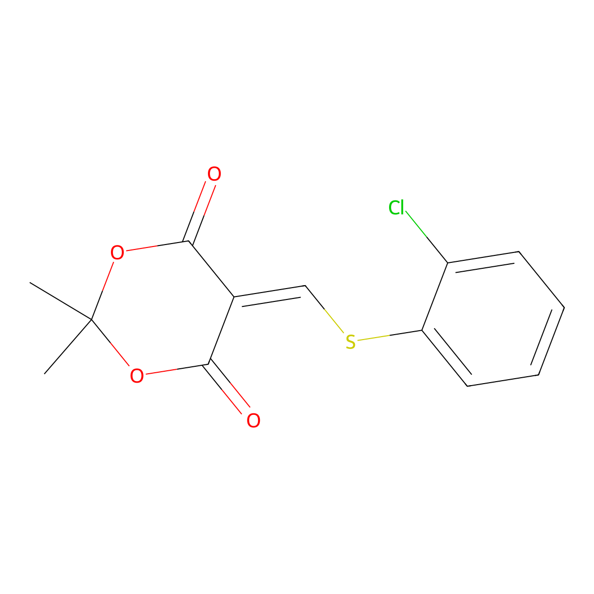 5-(((2-Chlorophenyl)sulfanyl)methylene)-2,2-dimethyl-1,3-dioxane-4,6-dione molecular structure, CAS 477866-32-3