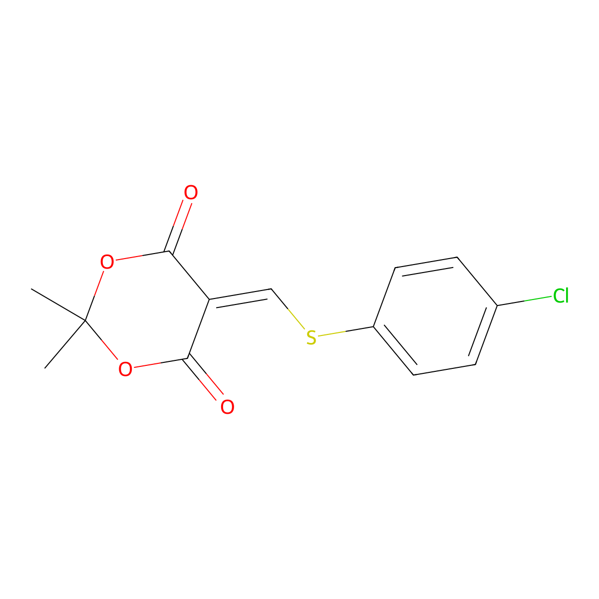 5-(((4-Chlorophenyl)sulfanyl)methylene)-2,2-dimethyl-1,3-dioxane-4,6-dione molecular structure, CAS 477866-33-4