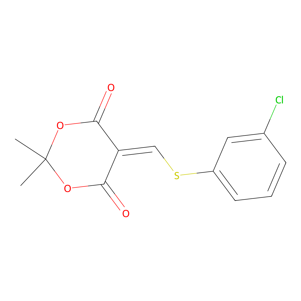 5-(((3-Chlorophenyl)sulfanyl)methylene)-2,2-dimethyl-1,3-dioxane-4,6-dione molecular structure, CAS 477866-34-5
