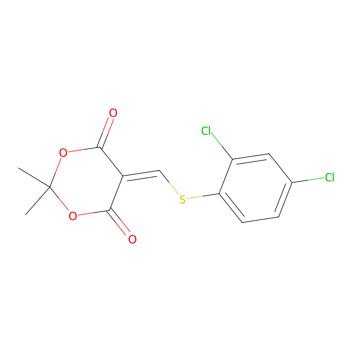 5-{[(2,4-Dichlorophenyl)sulfanyl]methylene}-2,2-dimethyl-1,3-dioxane-4,6-dione molecular structure, CAS 477866-35-6
