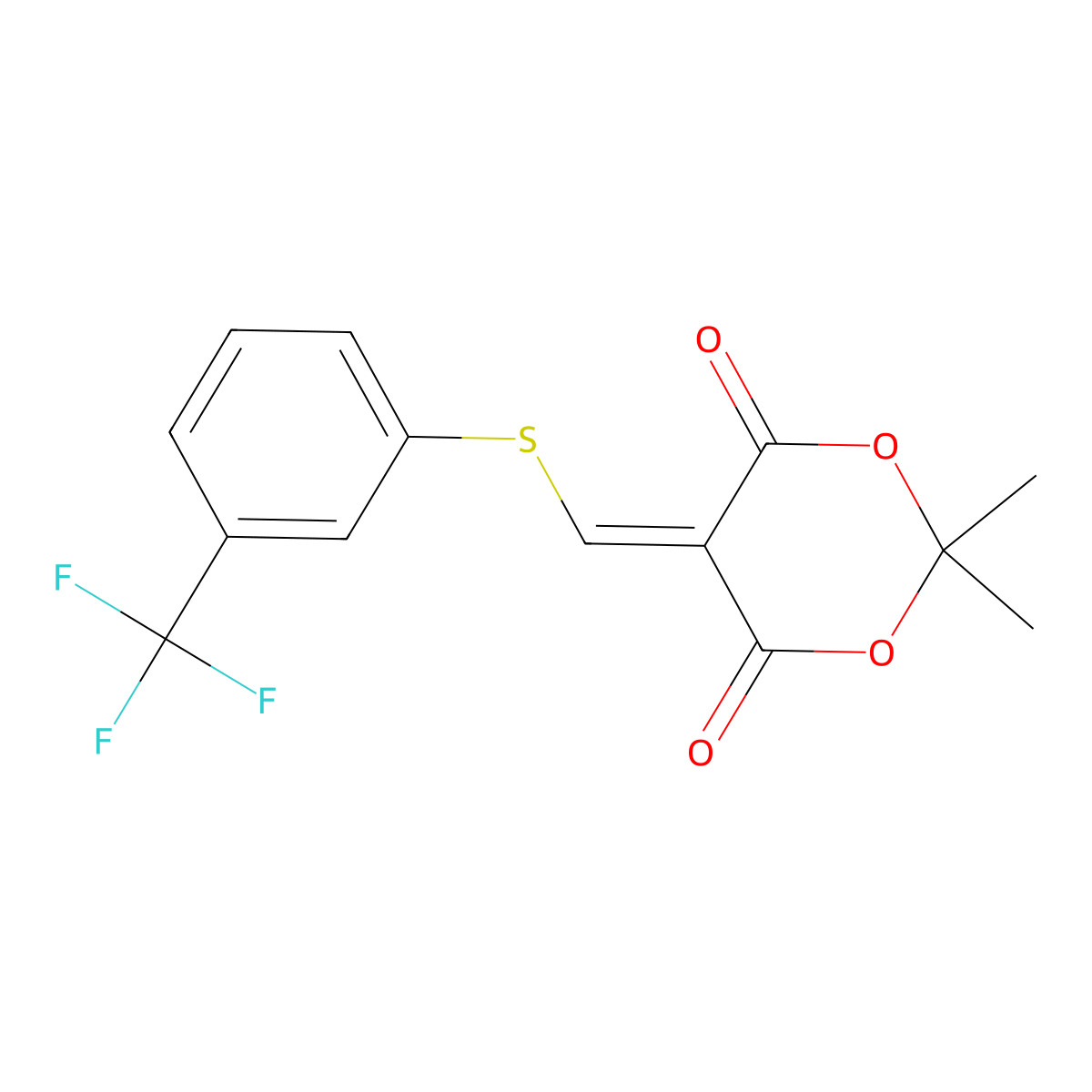 2,2-Dimethyl-5-({[3-(trifluoromethyl)phenyl]sulfanyl}methylene)-1,3-dioxane-4,6-dione molecular structure, CAS 477866-39-0
