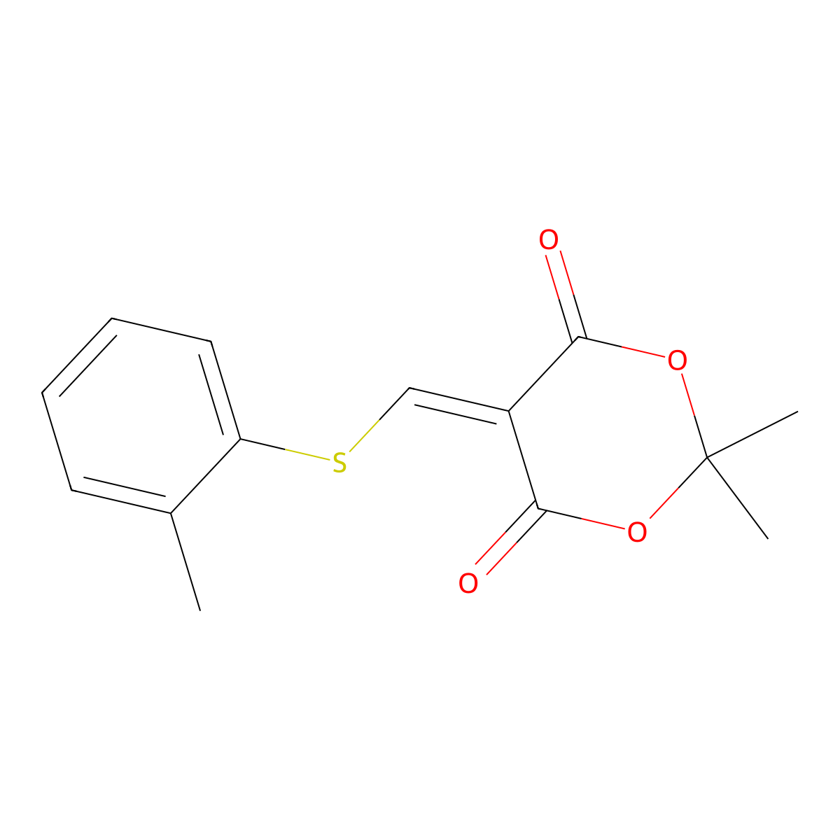 2,2-Dimethyl-5-{[(2-methylphenyl)sulfanyl]methylene}-1,3-dioxane-4,6-dione molecular structure, CAS 477866-42-5