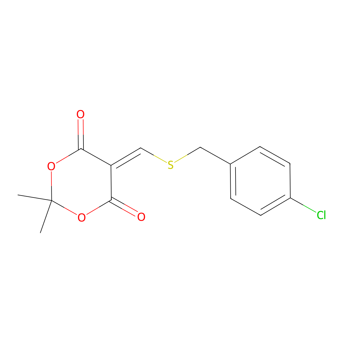 5-{[(4-Chlorobenzyl)sulfanyl]methylene}-2,2-dimethyl-1,3-dioxane-4,6-dione molecular structure, CAS 477866-43-6