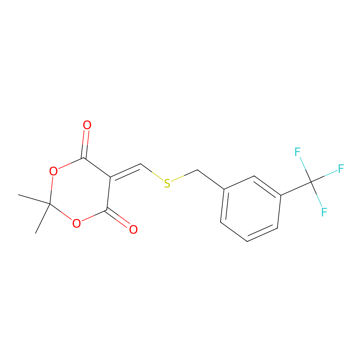 2,2-Dimethyl-5-({[3-(trifluoromethyl)benzyl]sulfanyl}methylene)-1,3-dioxane-4,6-dione molecular structure, CAS 477866-45-8