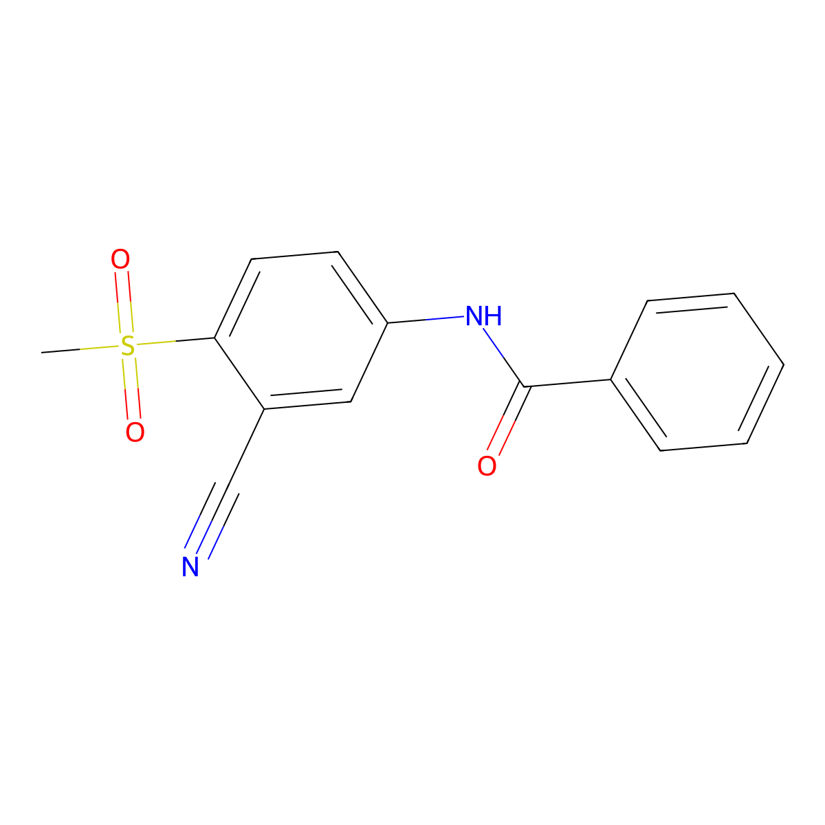 N-[3-cyano-4-(methylsulfonyl)phenyl]benzenecarboxamide molecular structure, CAS 477866-70-9