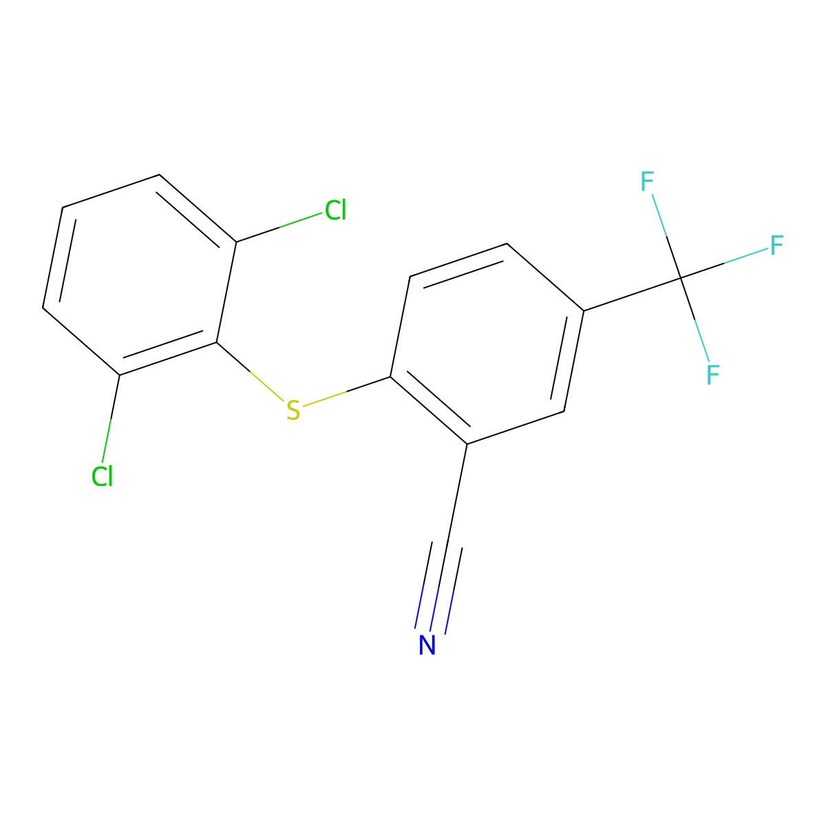 2-((2,6-Dichlorophenyl)sulfanyl)-5-(trifluoromethyl)benzenecarbonitrile molecular structure, CAS 477866-72-1