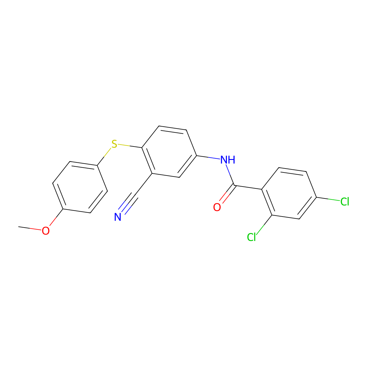 2,4-dichloro-N-{3-cyano-4-[(4-methoxyphenyl)sulfanyl]phenyl}benzenecarboxamide molecular structure, CAS 477866-73-2