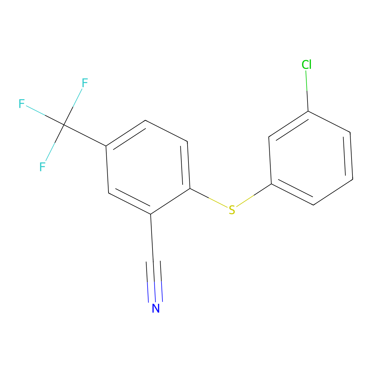 2-[(3-Chlorophenyl)sulfanyl]-5-(trifluoromethyl)benzenecarbonitrile molecular structure, CAS 477866-76-5
