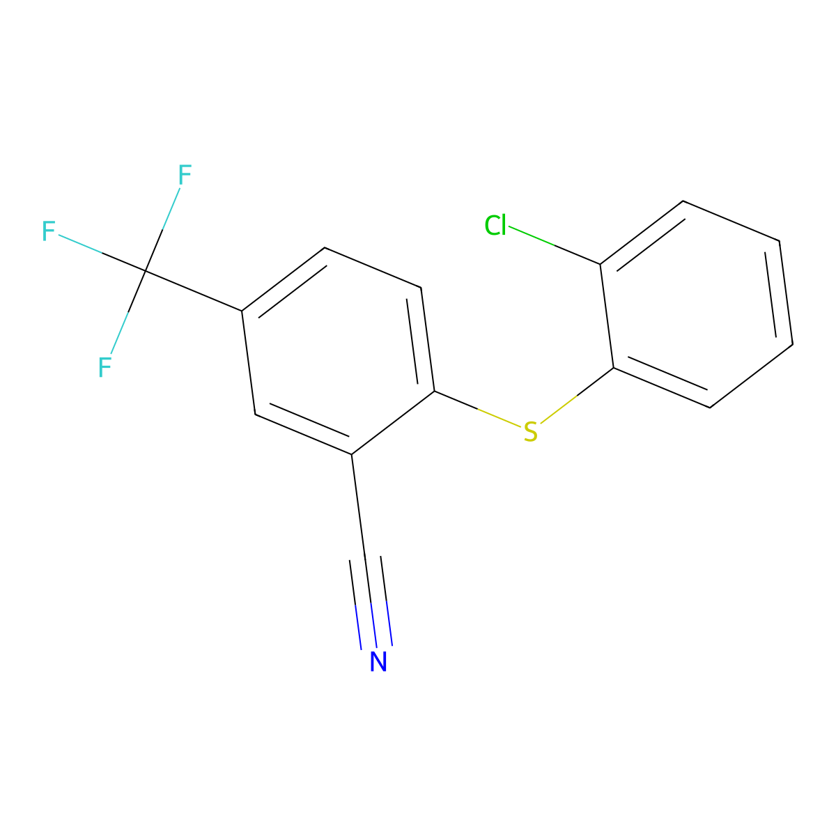 2-((2-Chlorophenyl)sulfanyl)-5-(trifluoromethyl)benzenecarbonitrile molecular structure, CAS 477866-77-6