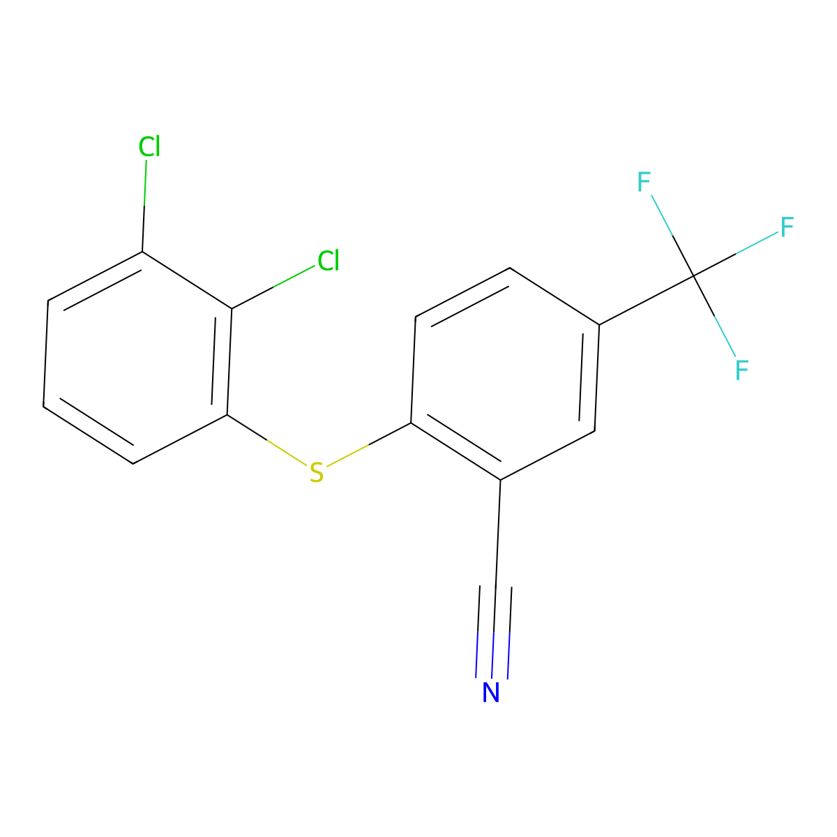 2-((2,3-Dichlorophenyl)sulfanyl)-5-(trifluoromethyl)benzenecarbonitrile molecular structure, CAS 477866-79-8