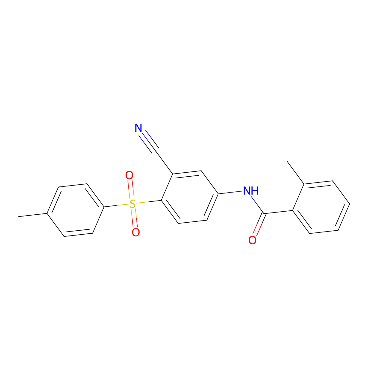 N-{3-cyano-4-[(4-methylphenyl)sulfonyl]phenyl}-2-methylbenzenecarboxamide molecular structure, CAS 477866-86-7