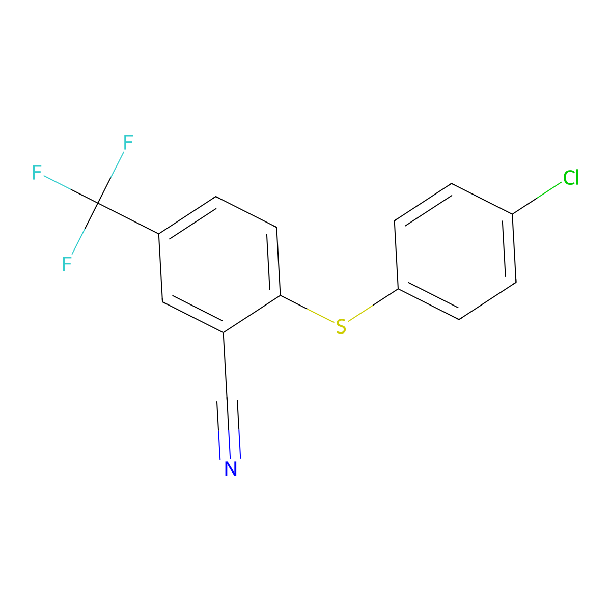 2-((4-Chlorophenyl)sulfanyl)-5-(trifluoromethyl)benzenecarbonitrile molecular structure, CAS 477866-87-8