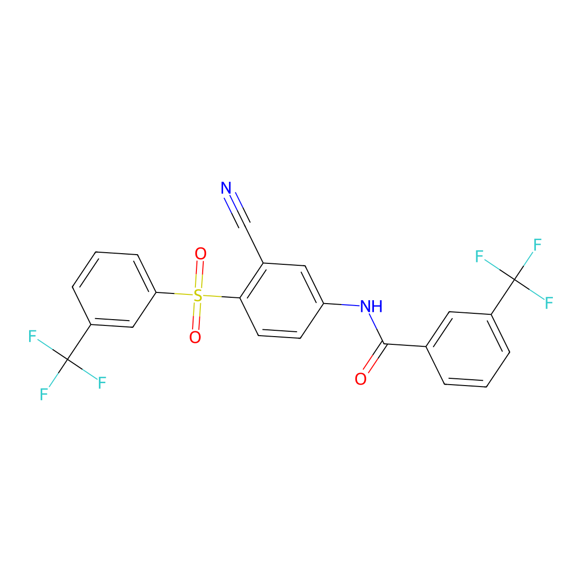 N-(3-cyano-4-{[3-(trifluoromethyl)phenyl]sulfonyl}phenyl)-3-(trifluoromethyl)benzenecarboxamide molecular structure, CAS 477866-91-4