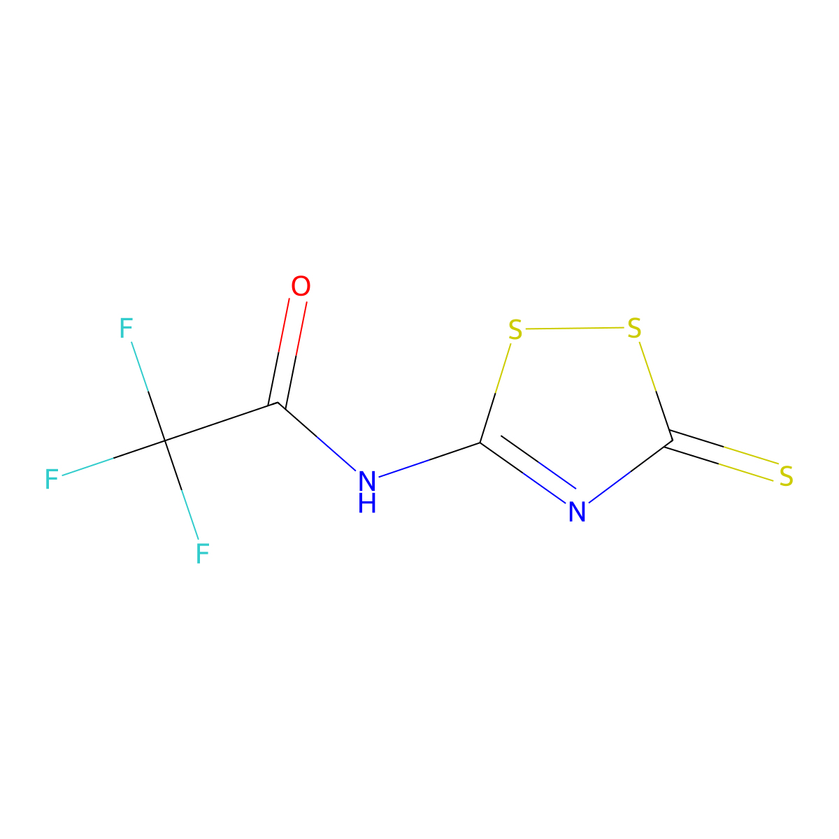 2,2,2-trifluoro-N-(3-thioxo-3H-1,2,4-dithiazol-5-yl)acetamide molecular structure, CAS 477866-94-7