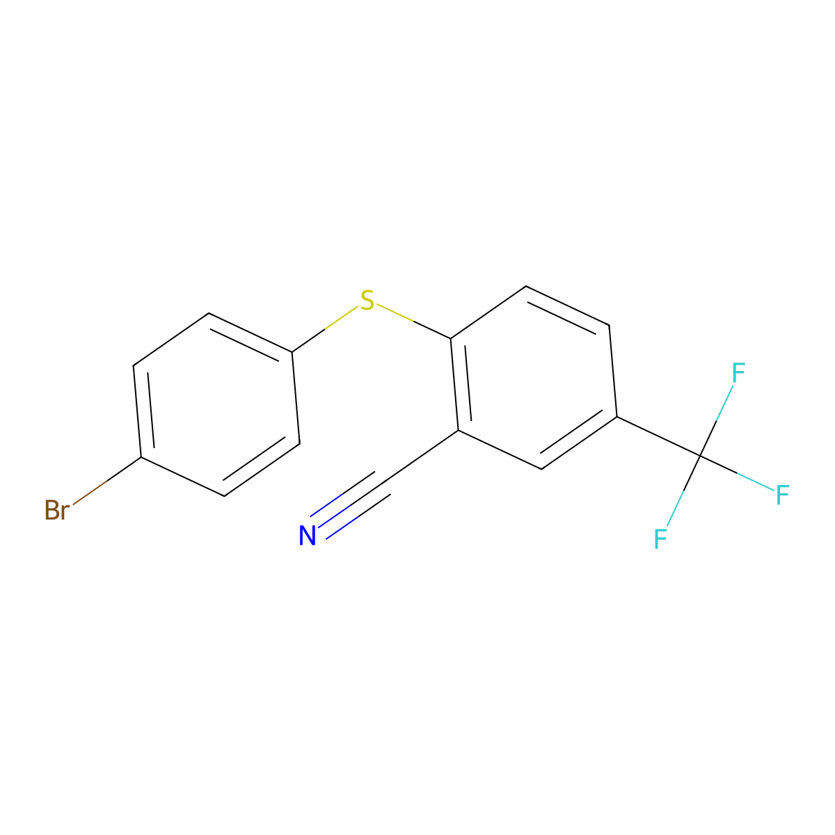 2-[(4-Bromophenyl)sulfanyl]-5-(trifluoromethyl)benzenecarbonitrile molecular structure, CAS 477867-11-1