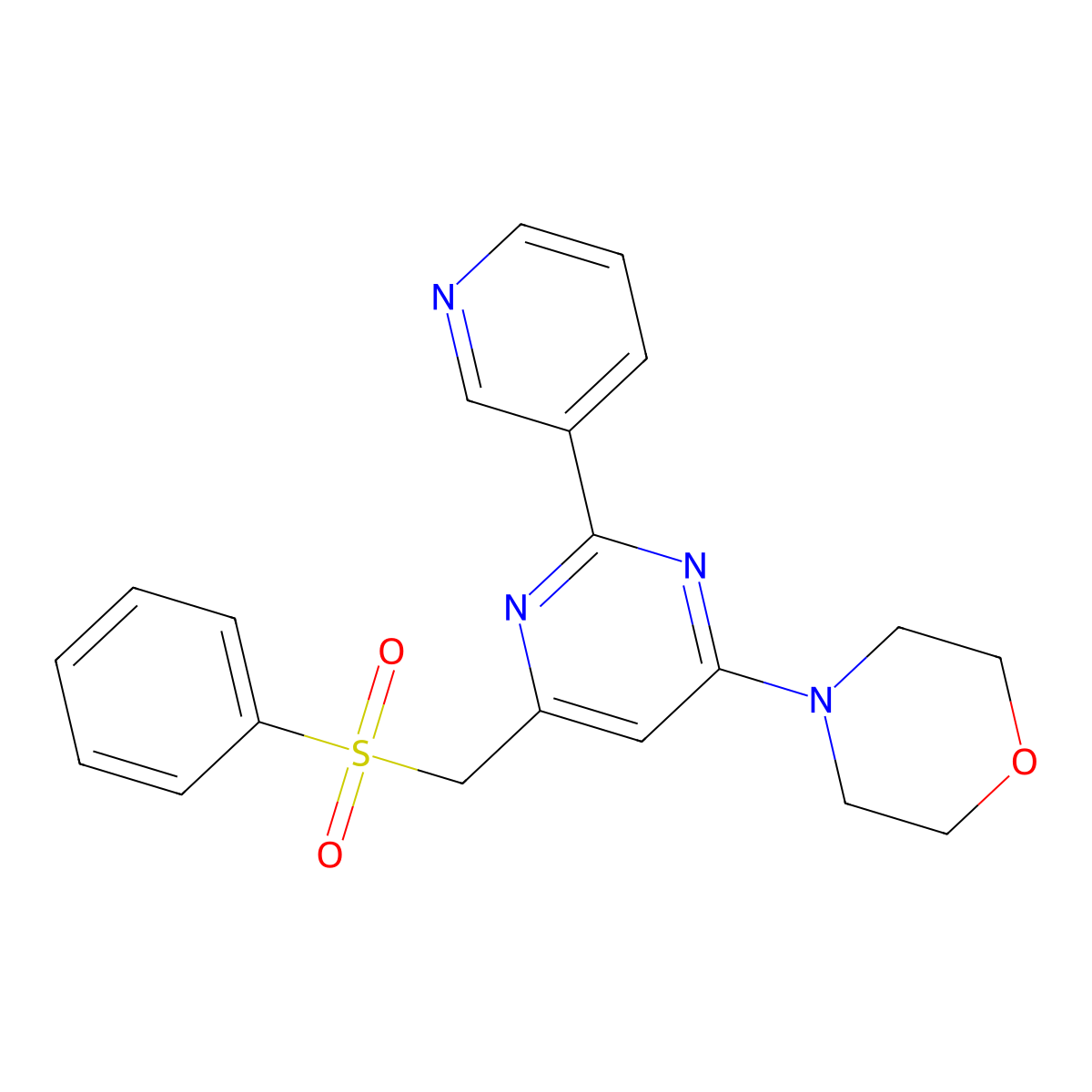 (6-Morpholino-2-(3-pyridinyl)-4-pyrimidinyl)methyl phenyl sulfone molecular structure, CAS 477867-18-8