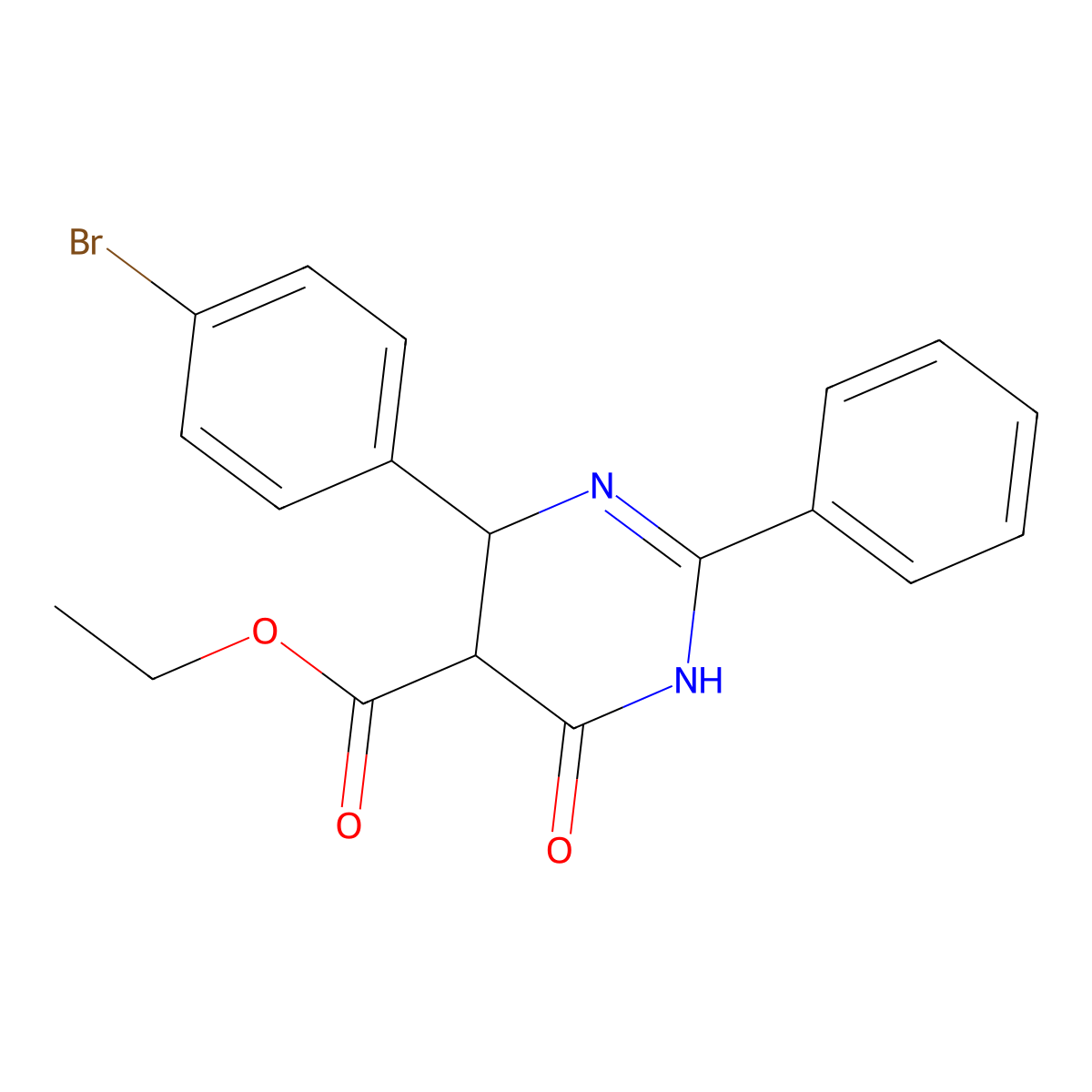 Ethyl 4-(4-bromophenyl)-6-hydroxy-2-phenyl-4,5-dihydro-5-pyrimidinecarboxylate molecular structure, CAS 477867-22-4