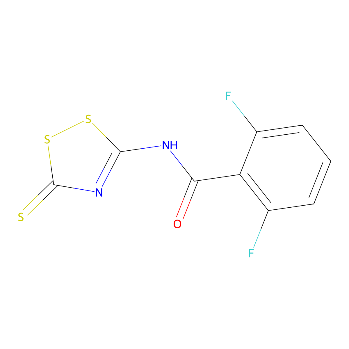 2,6-difluoro-N-(3-thioxo-3H-1,2,4-dithiazol-5-yl)benzenecarboxamide molecular structure, CAS 477867-23-5