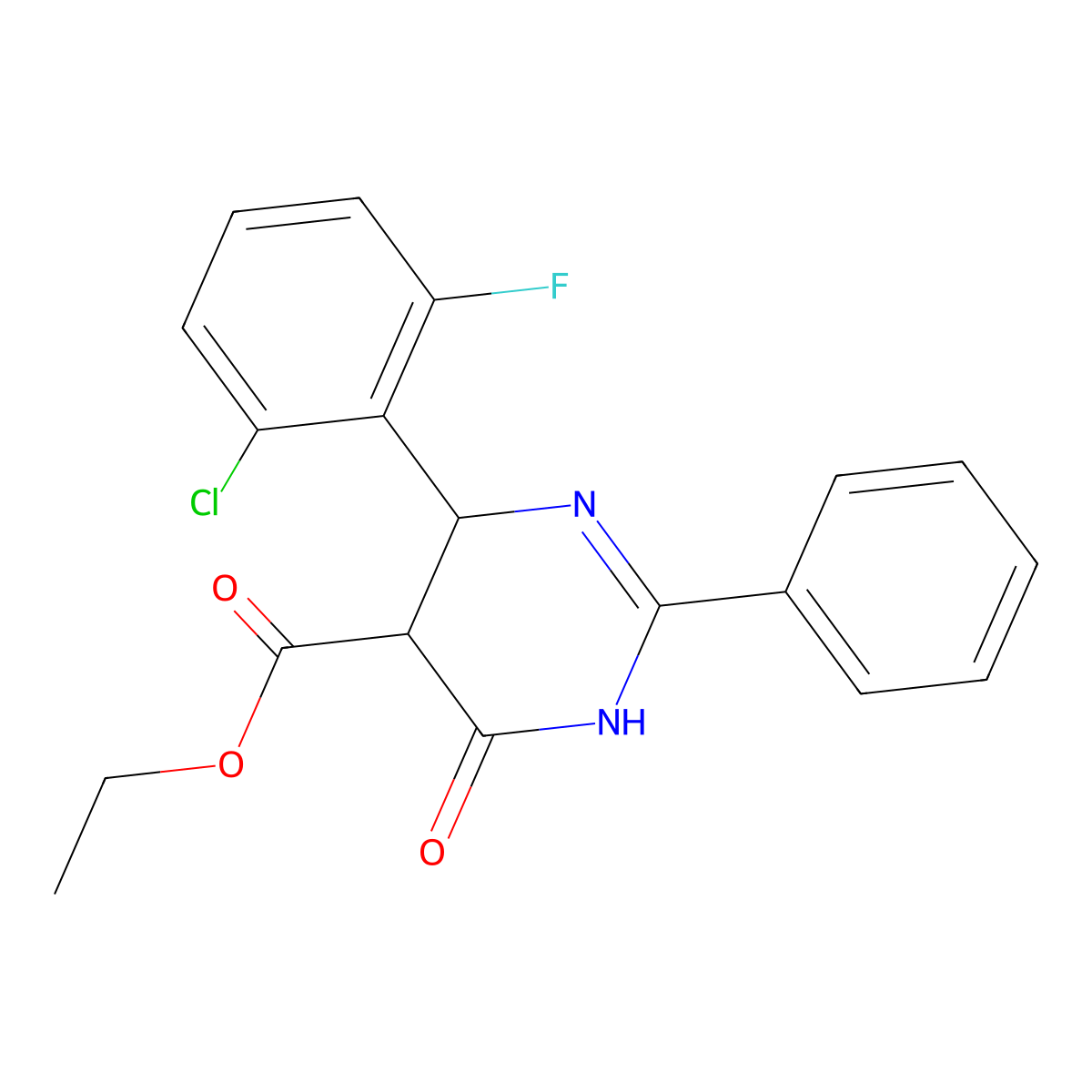 Ethyl 4-(2-chloro-6-fluorophenyl)-6-hydroxy-2-phenyl-4,5-dihydro-5-pyrimidinecarboxylate molecular structure, CAS 477867-24-6