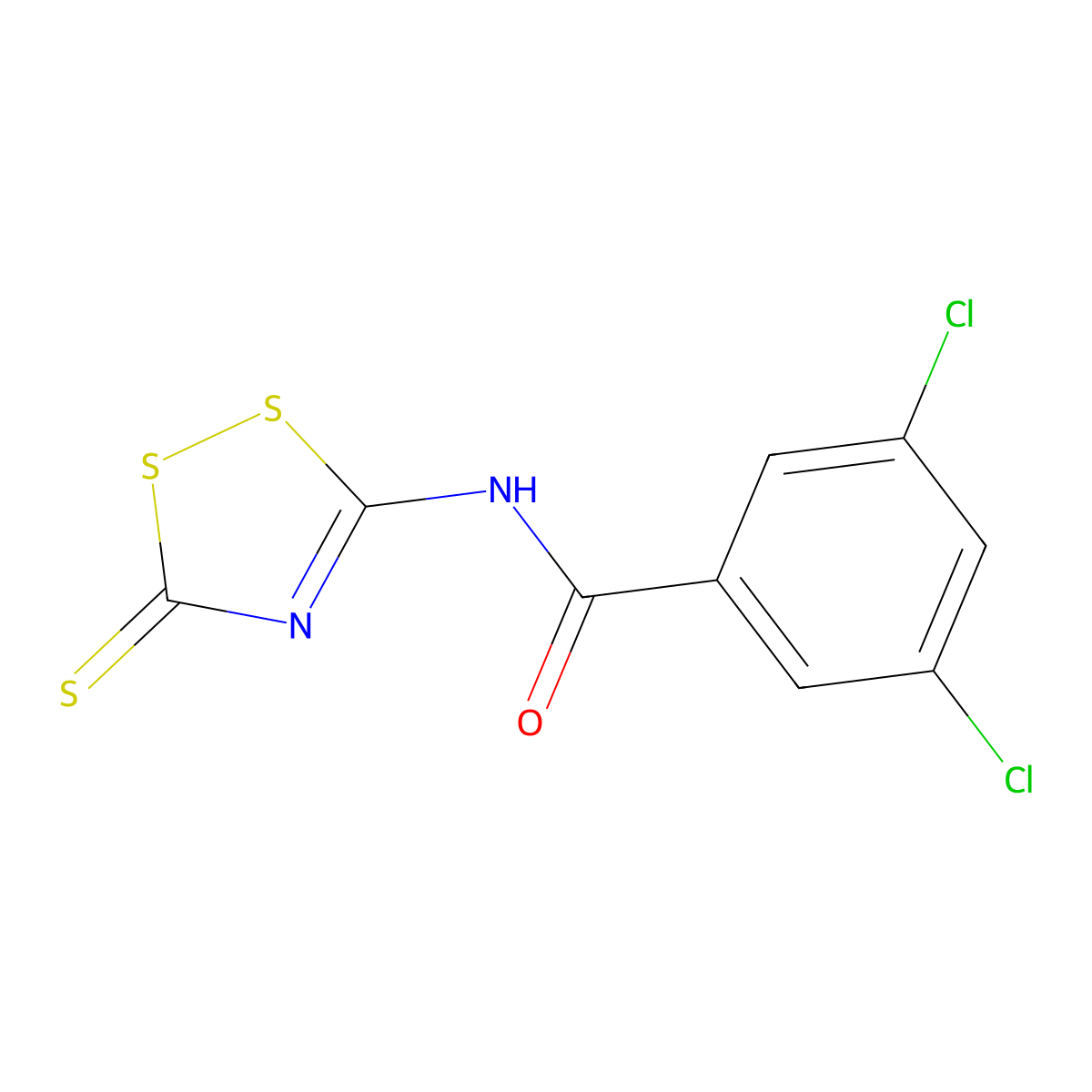 3,5-dichloro-N-(3-thioxo-3H-1,2,4-dithiazol-5-yl)benzenecarboxamide molecular structure, CAS 477867-26-8