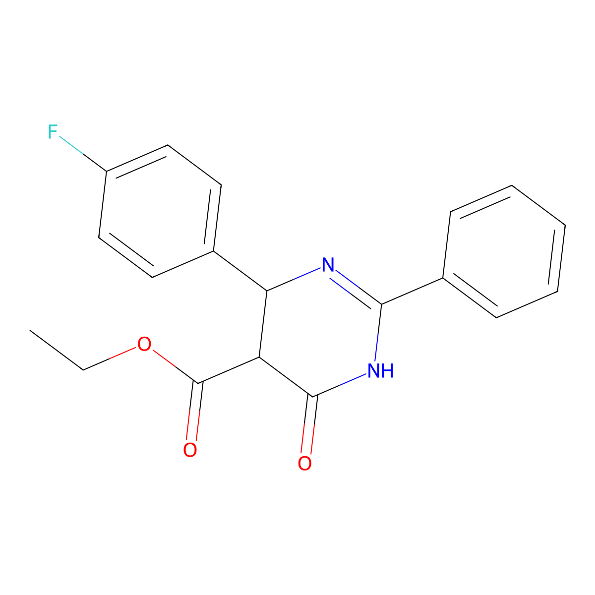 Ethyl 4-(4-fluorophenyl)-6-hydroxy-2-phenyl-4,5-dihydro-5-pyrimidinecarboxylate molecular structure, CAS 477867-27-9