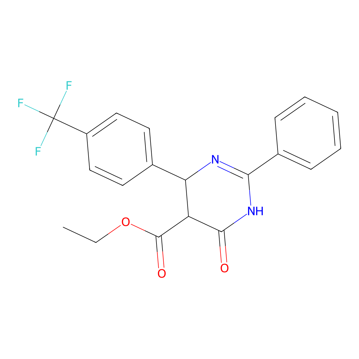 Ethyl 6-hydroxy-2-phenyl-4-[4-(trifluoromethyl)phenyl]-4,5-dihydro-5-pyrimidinecarboxylate molecular structure, CAS 477867-28-0