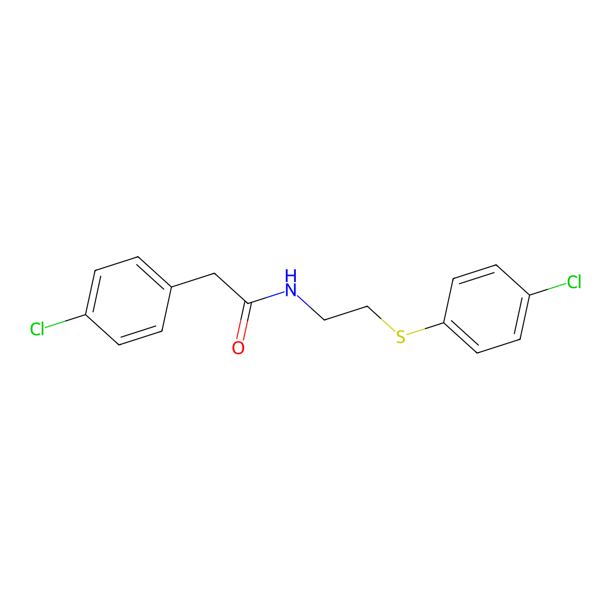 2-(4-chlorophenyl)-N-{2-[(4-chlorophenyl)sulfanyl]ethyl}acetamide molecular structure, CAS 477867-30-4