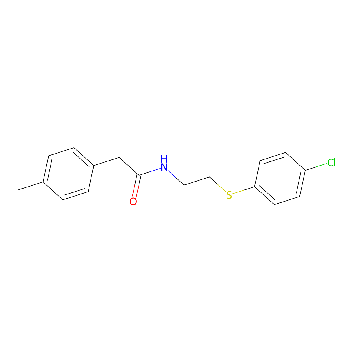 N-{2-[(4-chlorophenyl)sulfanyl]ethyl}-2-(4-methylphenyl)acetamide molecular structure, CAS 477867-31-5