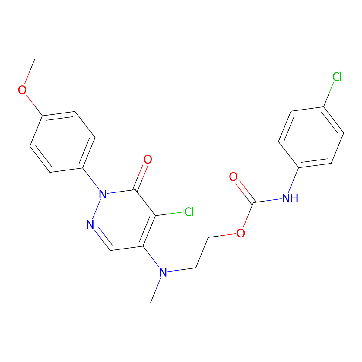 2-[[5-chloro-1-(4-methoxyphenyl)-6-oxopyridazin-4-yl]-methylamino]ethyl N-(4-chlorophenyl)carbamate molecular structure, CAS 477867-37-1