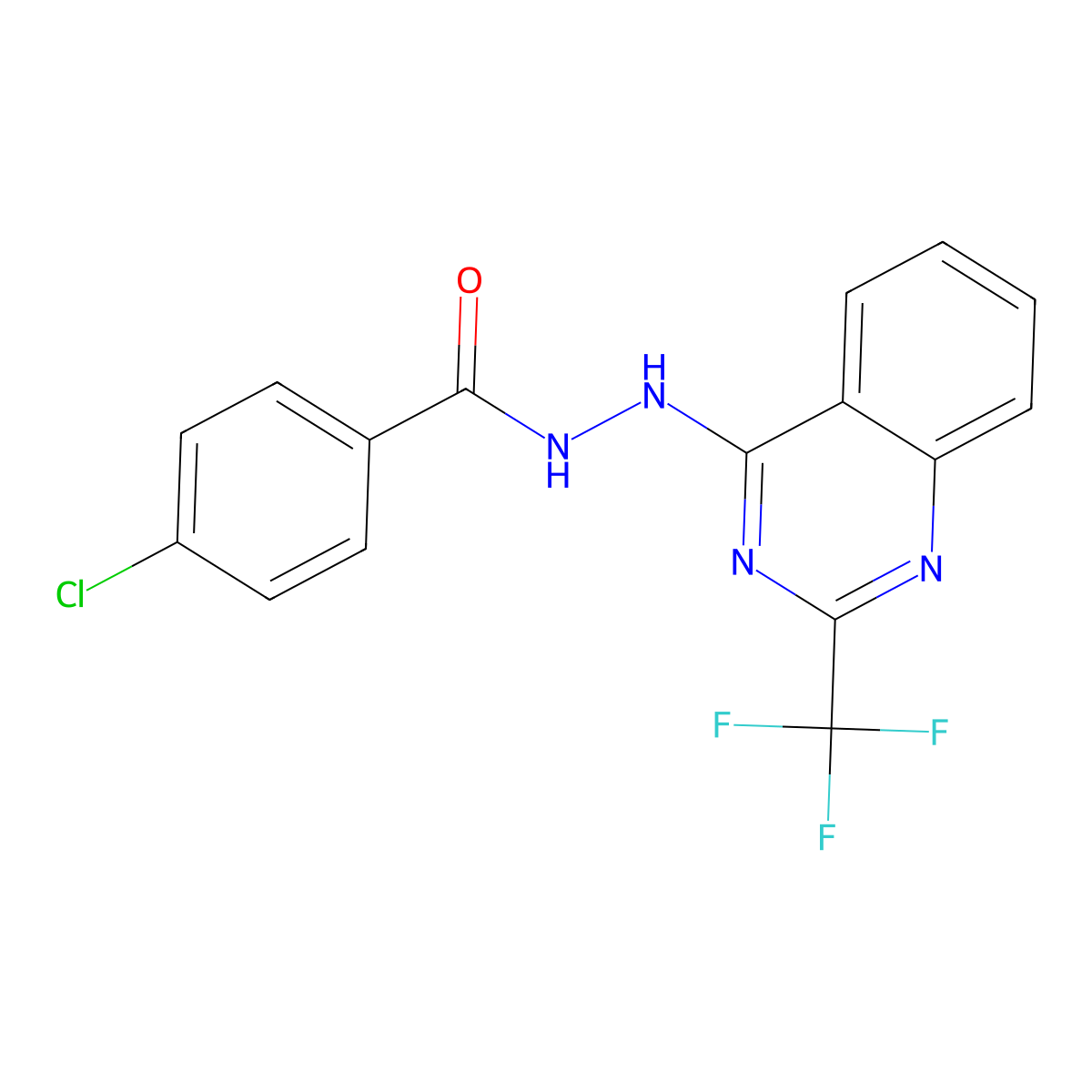 4-chloro-N'-[2-(trifluoromethyl)quinazolin-4-yl]benzohydrazide molecular structure, CAS 477867-50-8