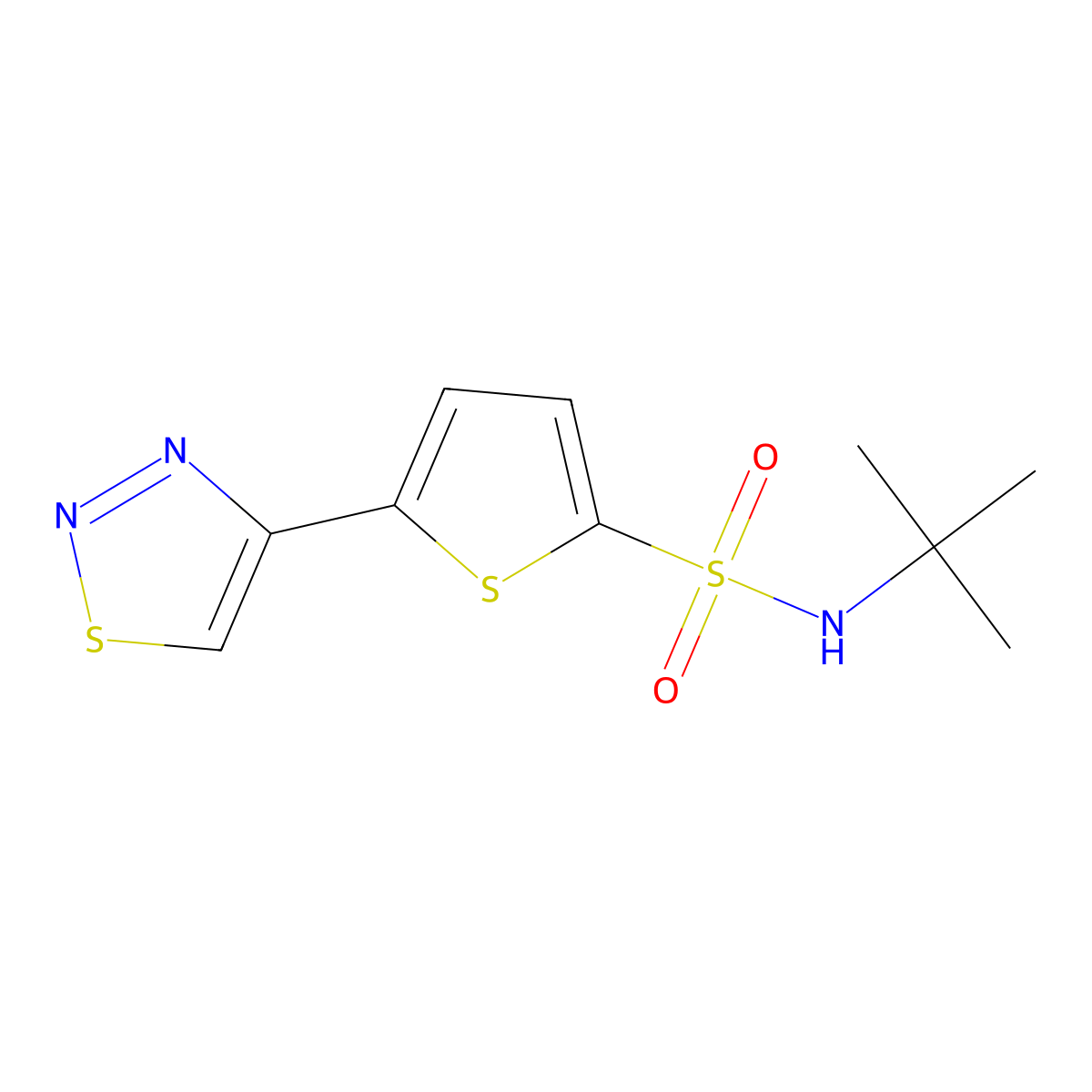 N-(tert-butyl)-5-(1,2,3-thiadiazol-4-yl)-2-thiophenesulfonamide molecular structure, CAS 477867-53-1