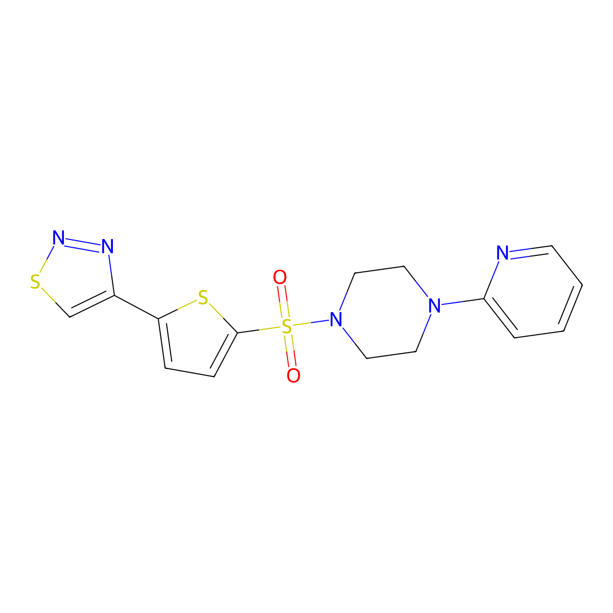 1-(2-Pyridinyl)-4-{[5-(1,2,3-thiadiazol-4-yl)-2-thienyl]sulfonyl}piperazine molecular structure, CAS 477867-54-2