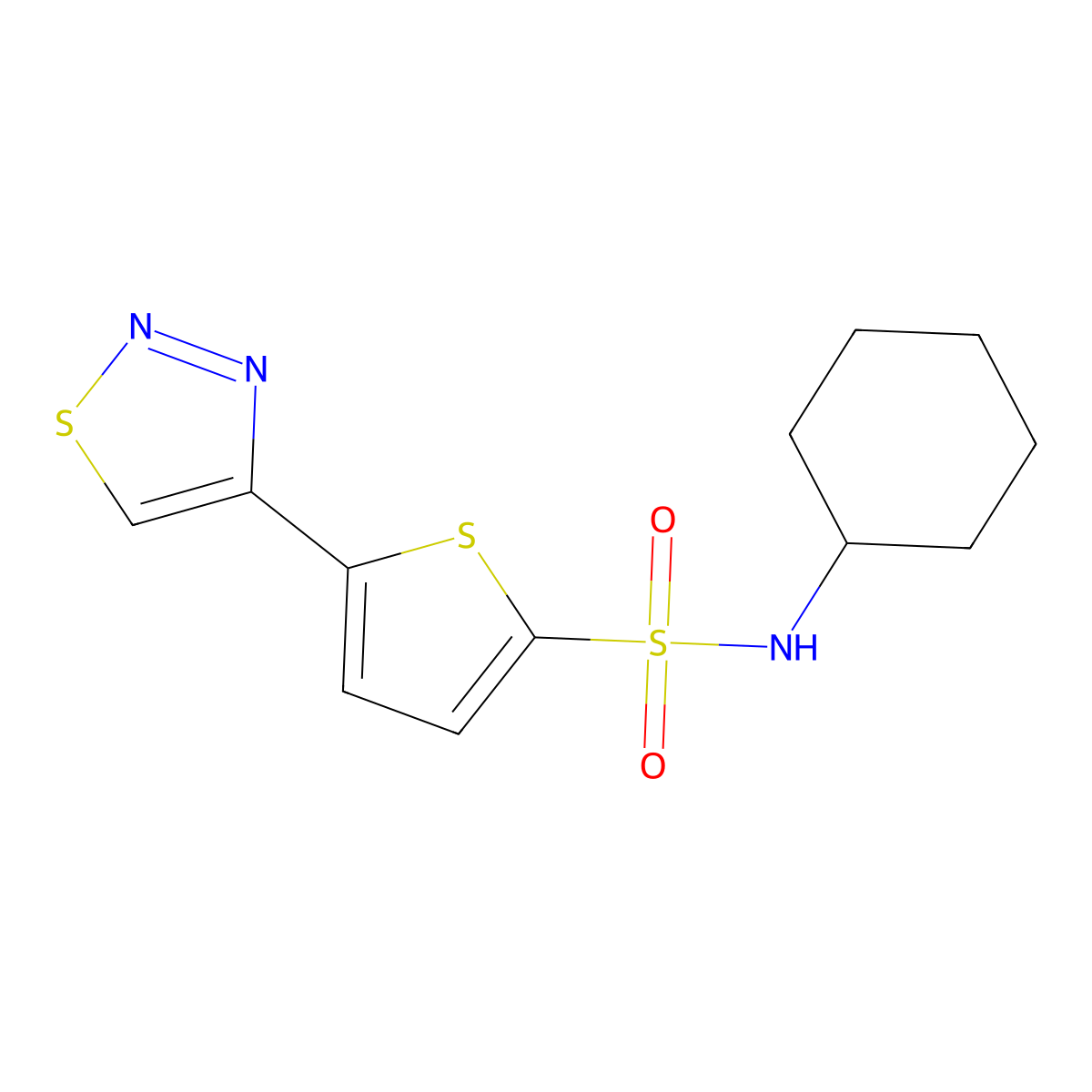 N-cyclohexyl-5-(1,2,3-thiadiazol-4-yl)-2-thiophenesulfonamide molecular structure, CAS 477867-55-3