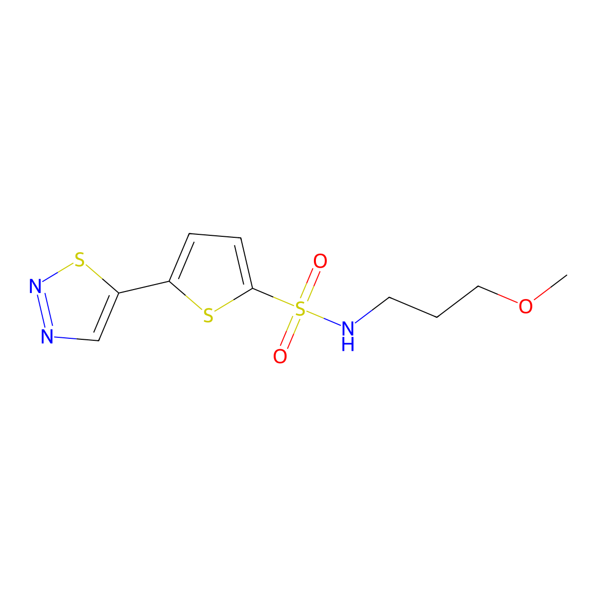 N-(3-methoxypropyl)-5-(1,2,3-thiadiazol-5-yl)-2-thiophenesulfonamide molecular structure, CAS 477867-57-5