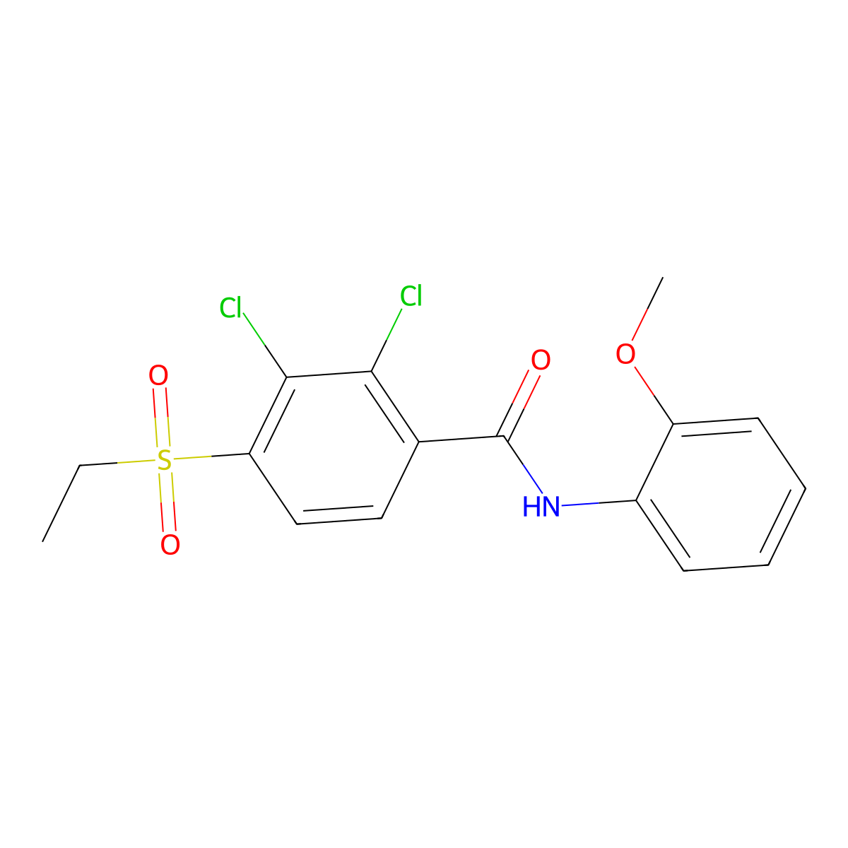 2,3-dichloro-4-(ethylsulfonyl)-N-(2-methoxyphenyl)benzenecarboxamide molecular structure, CAS 477867-70-2