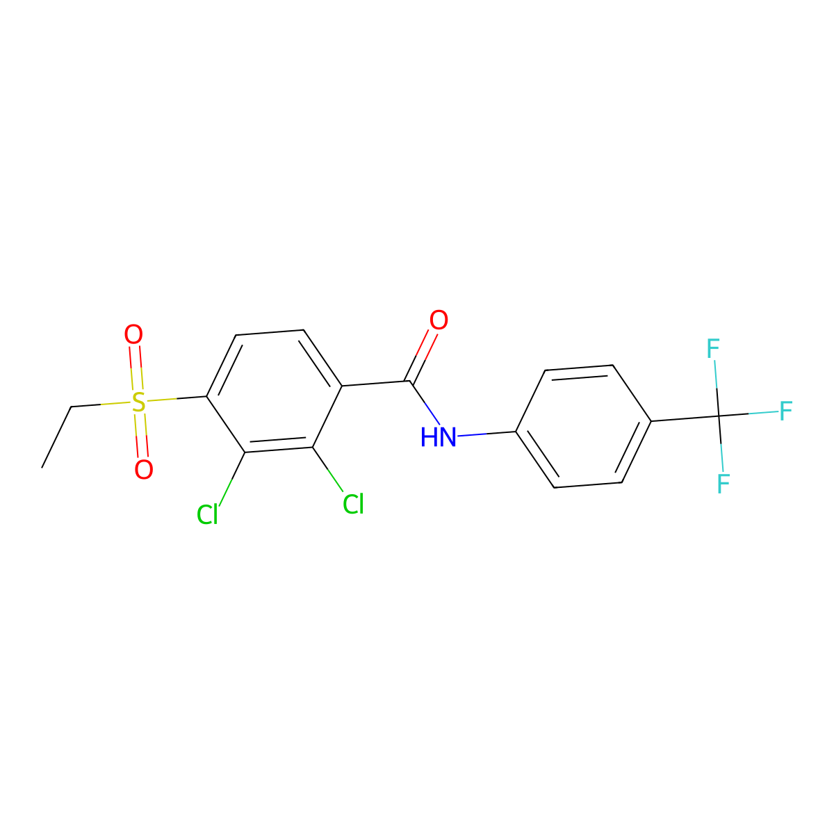 2,3-dichloro-4-(ethylsulfonyl)-N-[4-(trifluoromethyl)phenyl]benzenecarboxamide molecular structure, CAS 477867-71-3