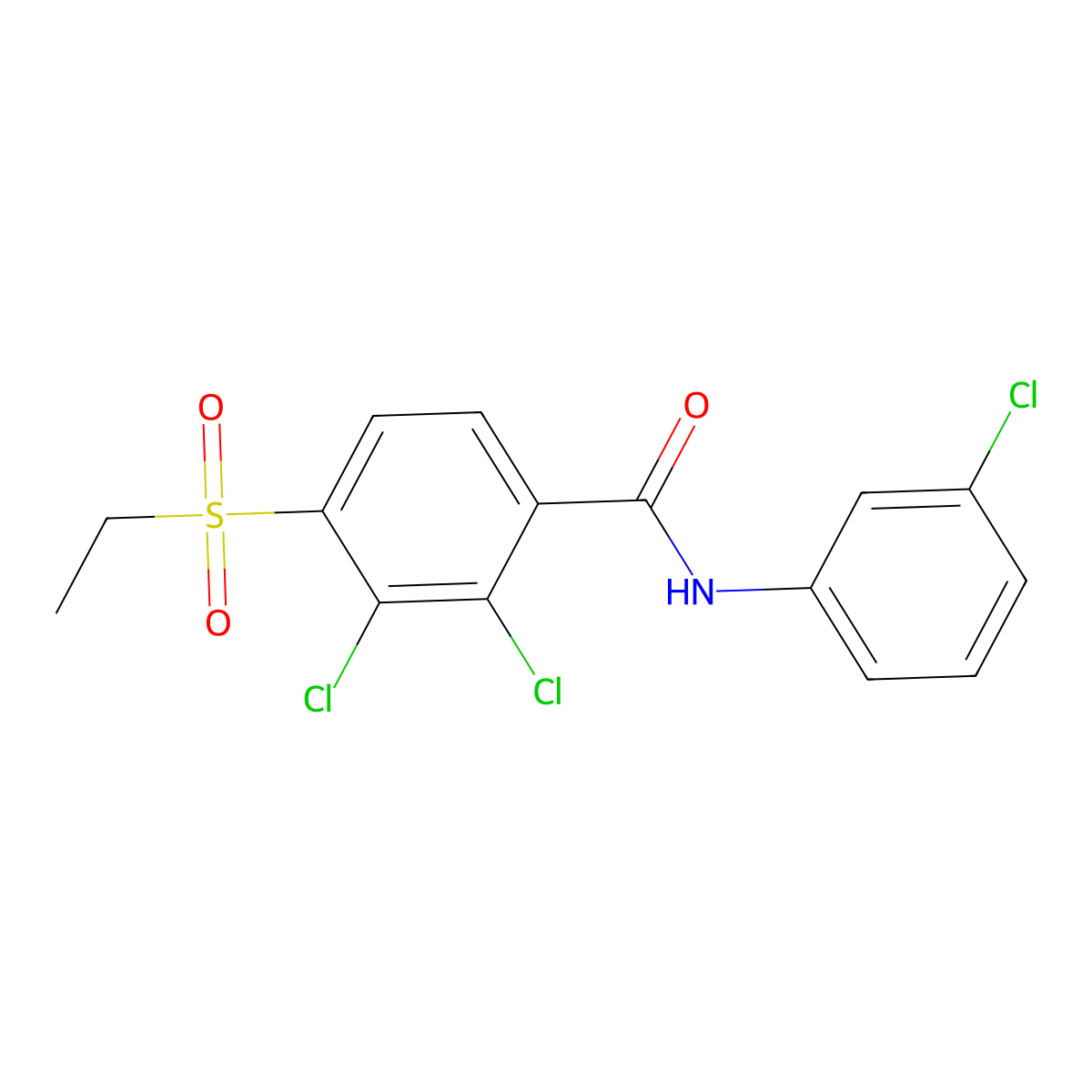 2,3-dichloro-N-(3-chlorophenyl)-4-(ethylsulfonyl)benzenecarboxamide molecular structure, CAS 477867-75-7