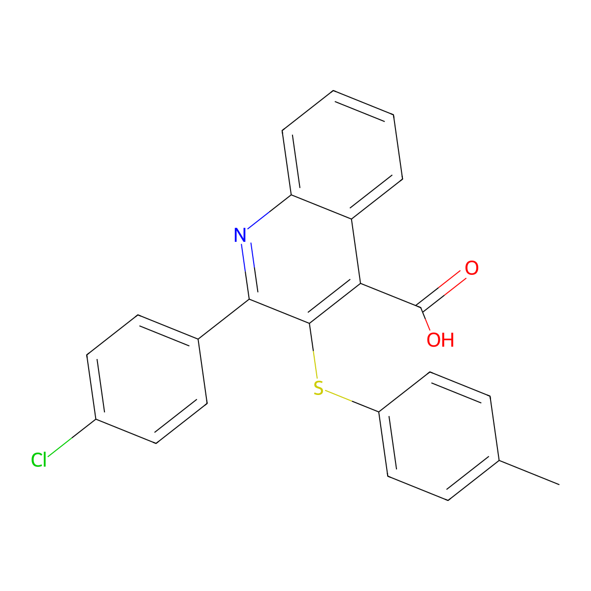 2-(4-Chlorophenyl)-3-[(4-methylphenyl)sulfanyl]-4-quinolinecarboxylic acid molecular structure, CAS 477867-85-9