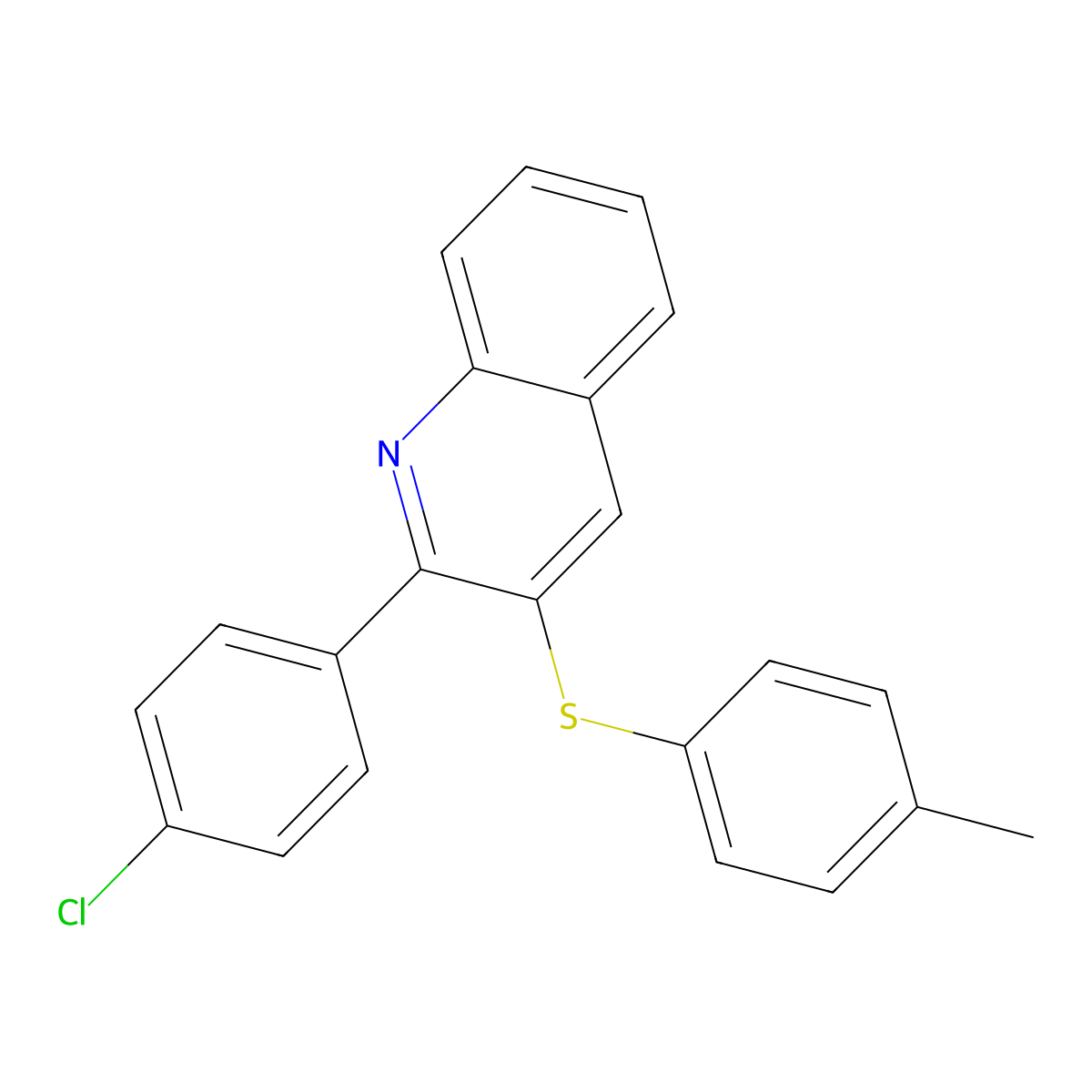 2-(4-Chlorophenyl)-3-[(4-methylphenyl)sulfanyl]quinoline molecular structure, CAS 477867-86-0