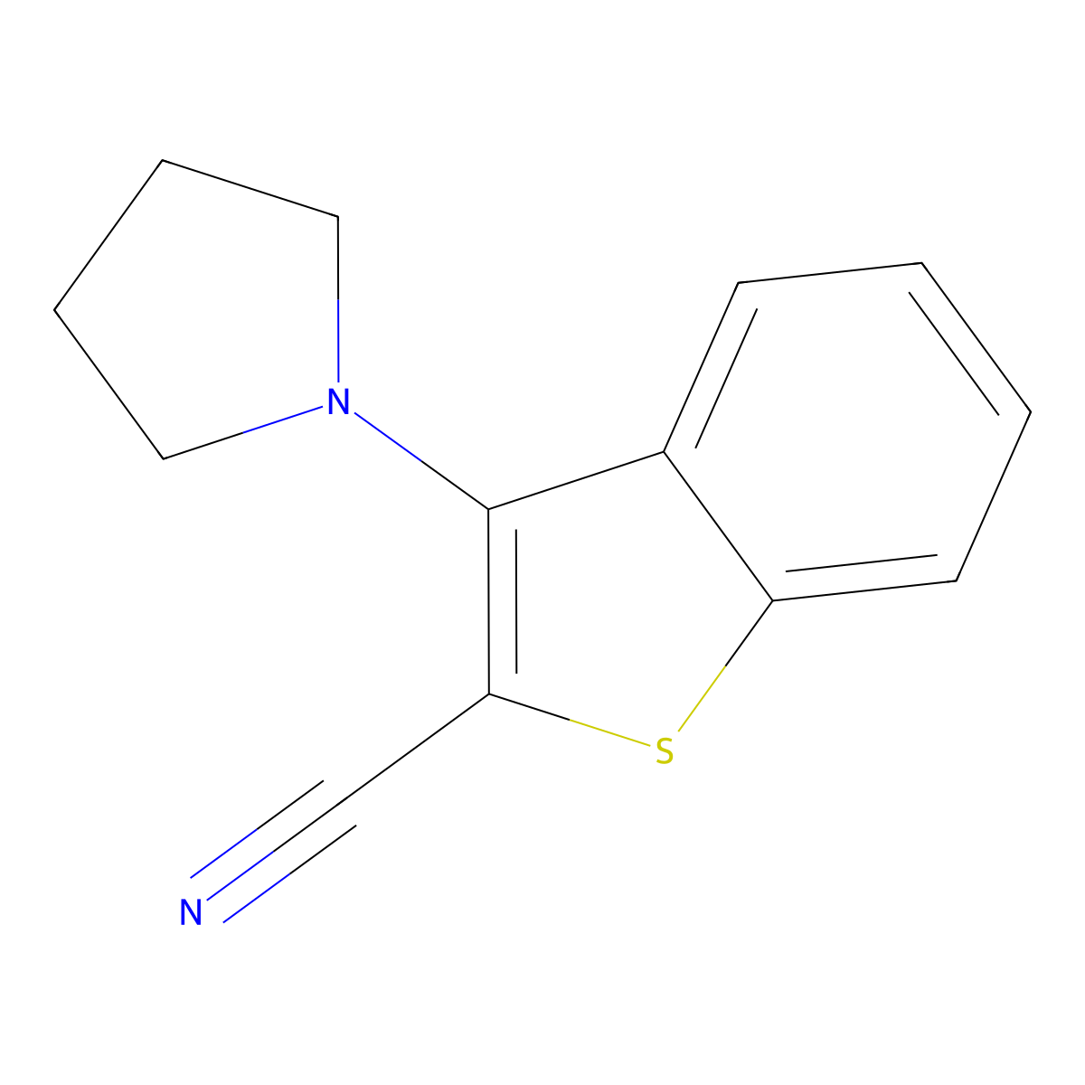 3-(1-Pyrrolidinyl)-1-benzothiophene-2-carbonitrile molecular structure, CAS 477868-34-1