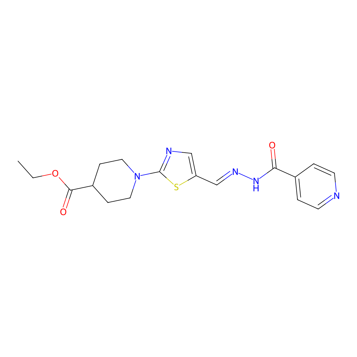 ethyl 1-(5-{[(E)-2-isonicotinoylhydrazono]methyl}-1,3-thiazol-2-yl)-4-piperidinecarboxylate molecular structure, CAS 477868-54-5