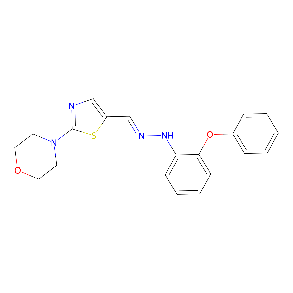 2-morpholino-1,3-thiazole-5-carbaldehyde N-(2-phenoxyphenyl)hydrazone molecular structure, CAS 477868-58-9