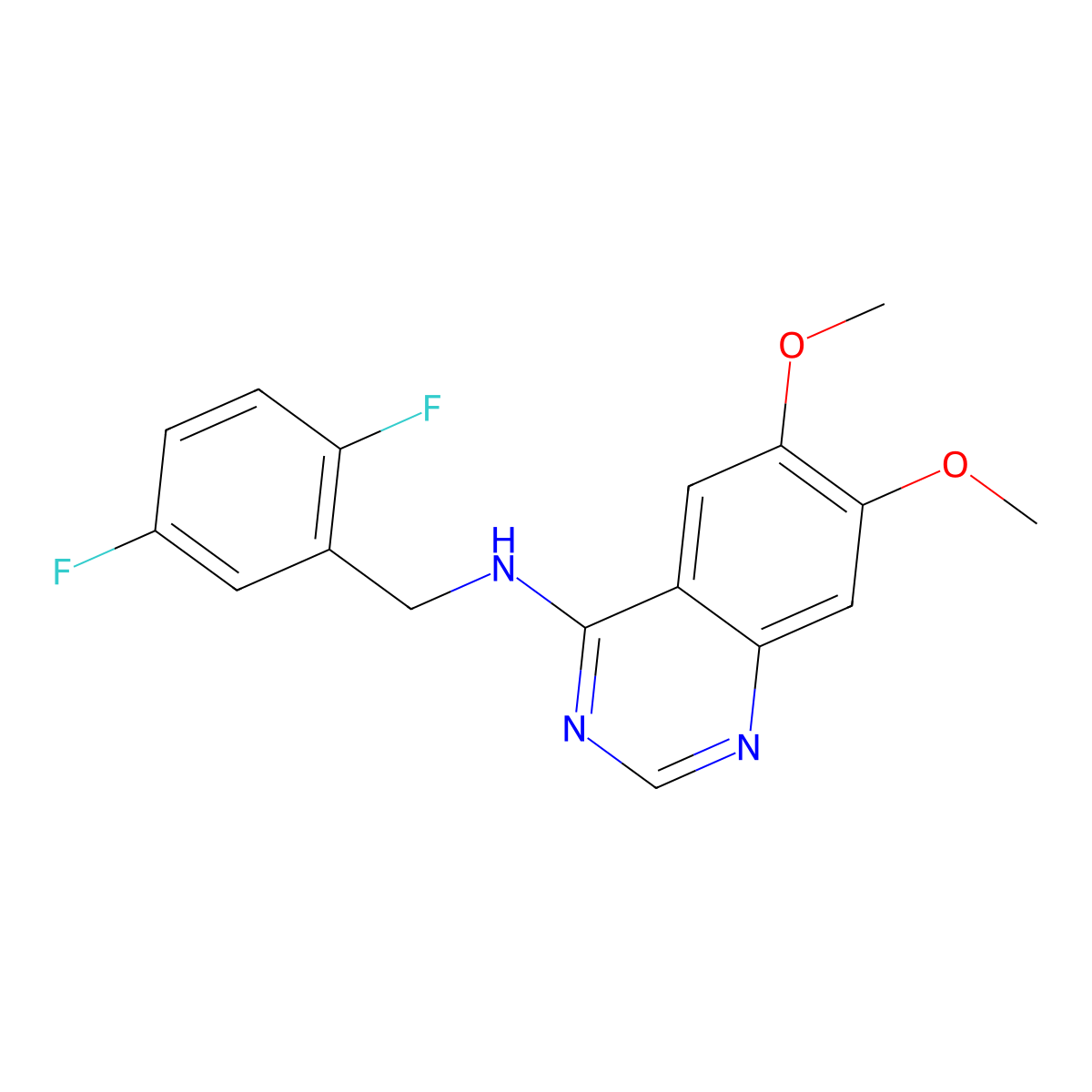 N-[(2,5-difluorophenyl)methyl]-6,7-dimethoxyquinazolin-4-amine molecular structure, CAS 477868-59-0