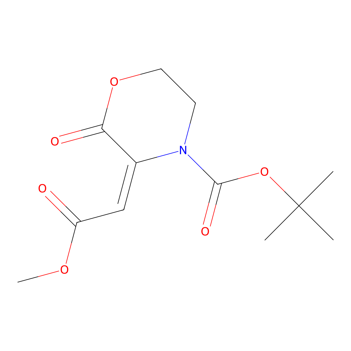 Tert-butyl 3-(2-methoxy-2-oxoethylidene)-2-oxomorpholine-4-carboxylate molecular structure, CAS 477868-60-3