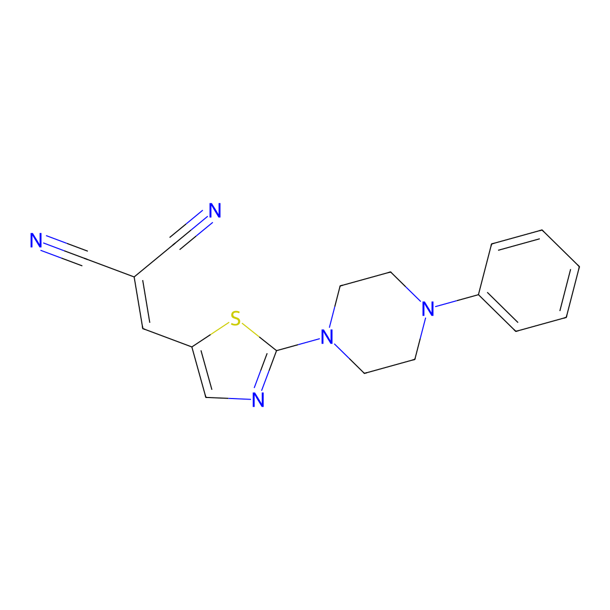 2-{[2-(4-Phenylpiperazino)-1,3-thiazol-5-yl]methylene}malononitrile molecular structure, CAS 477868-64-7